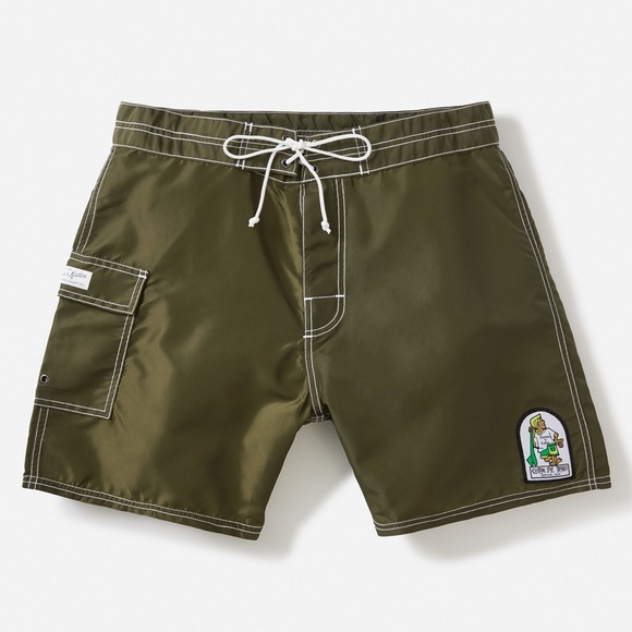 Katin Waterman Trunk Mens 29 Olive Night Surf Swim Board Shorts K-Man Patch - Picture 7 of 8